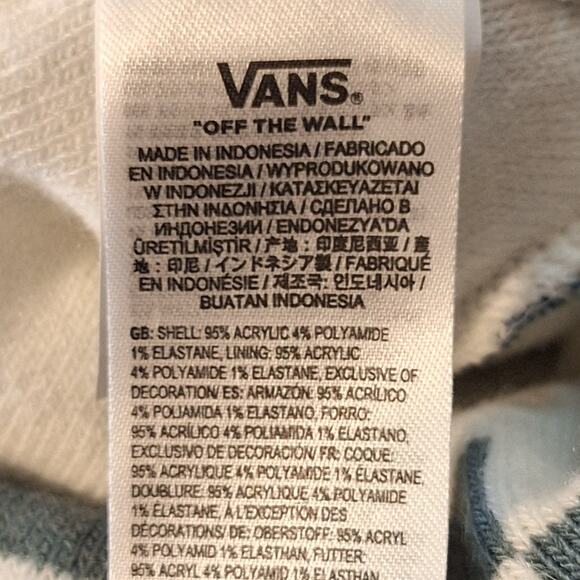 Vans Checkerboard Beanie UNISEX OS Green Tan White Acrylic Skater Streetwear - Picture 6 of 7